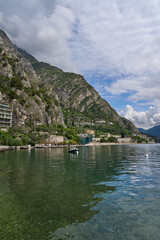 Fototapeta premium Limone Sul Garda, Italy - May 9, 2025: the popular tourist town of Limone Sul Garda, famous for its lemon cultivation