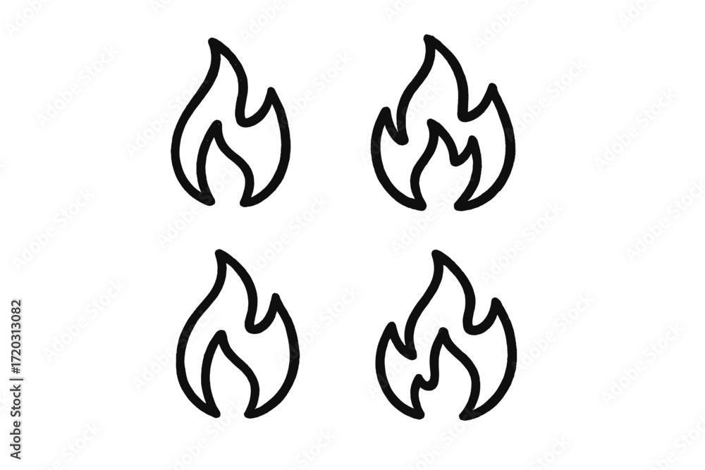 Poster design of simple flame icons suitable for various creative projects and digital designs