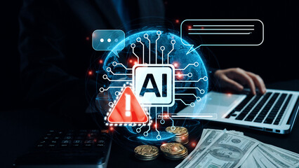 AI interface showing prompt error warning and system alert. AI prompt failure can lead to incorrect...