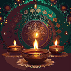 Vibrant Diwali Celebration A Colorful Array of Lights and Festive Decorations	
