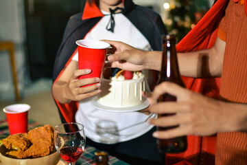 People having fun at Halloween party