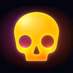 Human skull icon, neon glow design