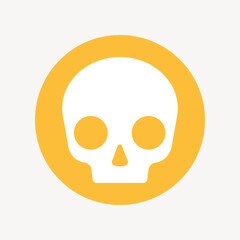 Human skull icon, flat graphic
