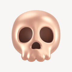 Pink skull icon, 3D rendering illustration