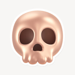 Human skull icon sticker with white border