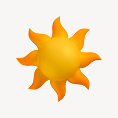 Sun, weather icon, 3D rendering illustration