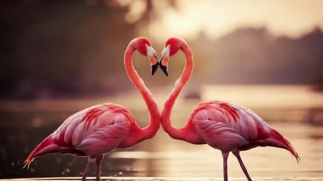 Flamingos Forming a Heart Shape, Symbolizing Love and Affection