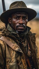 Obraz premium Serious man in safari attire