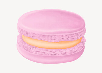 Pink strawberry macaroon, cute dessert illustration