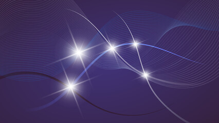 Dark blue art background with intertwining lines and flashes of light. An excellent illustration for advertising, posters, postcards, business cards, corporate attributes and your other projects.