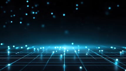 Obraz premium Futuristic Digital Background with Glowing Blue Particles and Grid Formation for Technology Themes