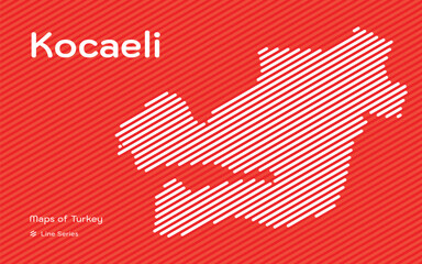 Kocaeli province map with red diagonal line pattern vector
