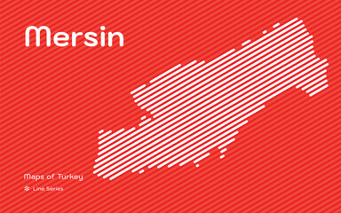 Mersin province map with red diagonal line pattern vector