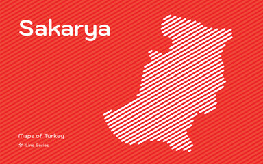 Obraz premium Sakarya province map with red diagonal line pattern vector