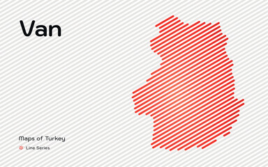 Van province map with red diagonal line pattern vector