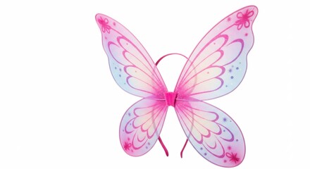 Delicate pink fairy wings shimmer softly a magical costume accessory. AI Generated