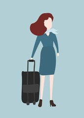 Flight attendant clipart, aviation career, cartoon illustration