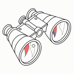 Illustration of binoculars, a tool for observing distant objects, often used in outdoor activities like birdwatching, hiking, and sports events, providing a magnified view of the surroundings