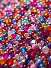 Colorful Glass beads in a pile 