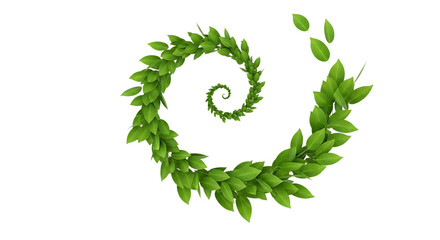 Green Leaf Spiral on Black Background leaves foliage