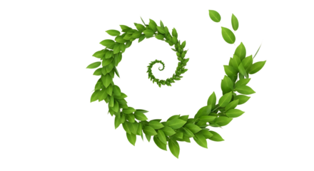 Green Leaf Spiral on Black Background leaves foliage