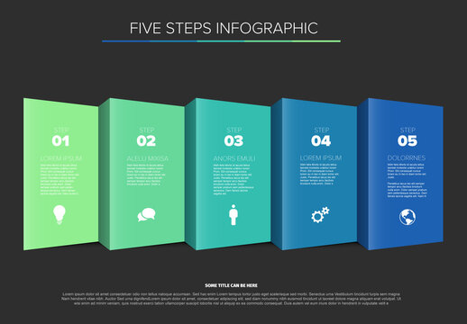 Five Steps Vertical Cubes Infographic Design Template