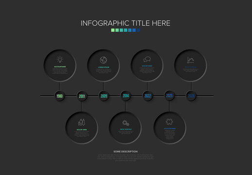 Minimalist Dark Timeline Infographic with Milestones and Dates