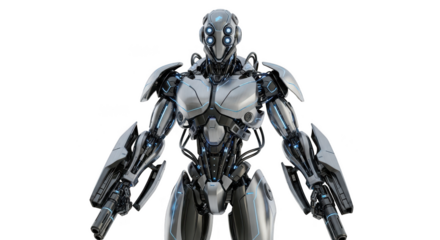 Futuristic Robot Soldier Isolated Portrait