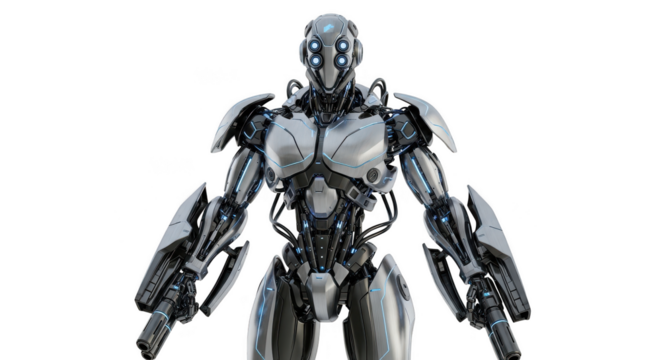 Futuristic Robot Soldier Isolated Portrait - Powered by Adobe