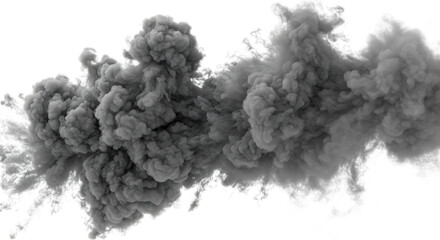 Grey Smoke Cloud Isolated on Black Background graphic