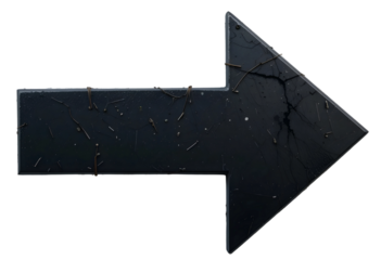 Distressed Dark Arrow with Cracks and Wrapped Wires Gritty Rightward Symbol for Industrial and Thematic Artwork