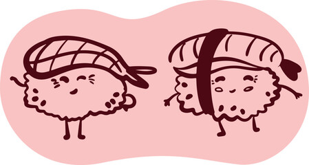 Cute sushi character Japanese cuisine	
