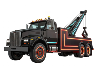 Futuristic Neon Tow Truck Illustration