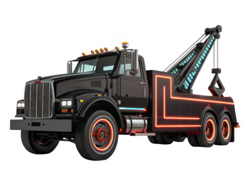 Futuristic Neon Tow Truck Illustration