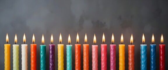 candles in a row colorful for birthday
