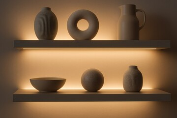 LED Strip Light under Floating Shelves