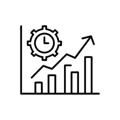 Line graph with clock and gear symbolizing efficiency in education  
