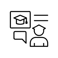 Simple icon of student communicating about AI in education  