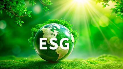 ESG concept for environmental, social and governance in sustainable and ethical business on green earth background, World Day, Renewable Energy, Sustainable, Environment, Net Zero, CSR