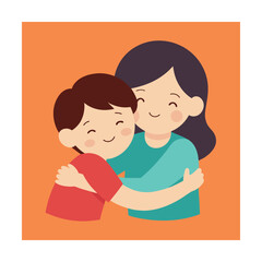 Siblings hug