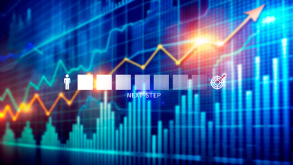 Next step business concept, Goal and target, Success and business target, Next step of work, plan, strategies, vision, project implementation