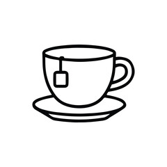 Cup of tea with tea bag drawing line art