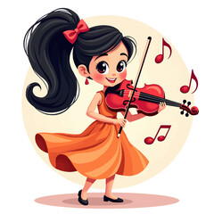 Cartoon girl playing the violin