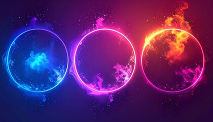 Abstract circles with vibrant flames