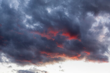 Pink clouds over the village of Mora de Rubielos at sunset, Teruel, Aragon, Spain