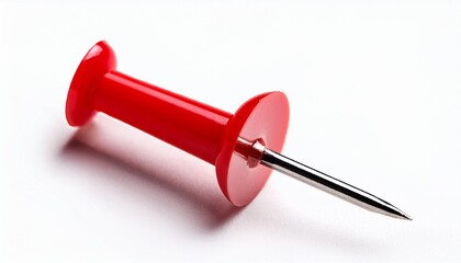 red push pin lying on white background