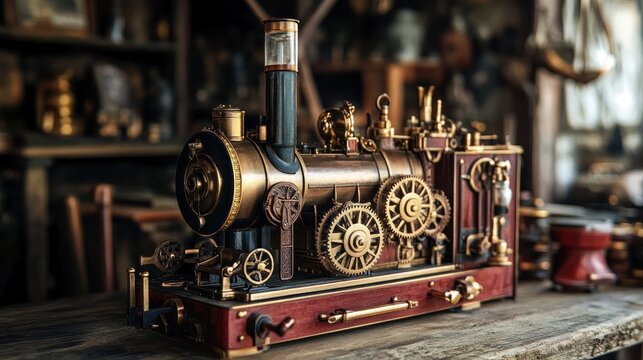 Intricate Antique Model Steam Locomotive: A Masterpiece of Craftsmanship