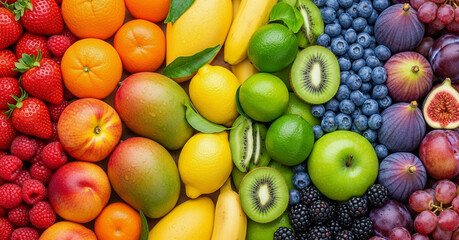 Intense Rainbow Fruit Collection &ndash; High Resolution Colorful Fruit Pattern for Wallpaper, Restaurant Branding, Grocery Marketing, Vegan, Vegetarian, Raw Food Inspiration, Organic, Juicing, Detox