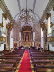 Our lady of oliveira church interior view, historic center of guimaraes, portugal