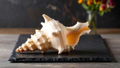 Seashell on dark slate